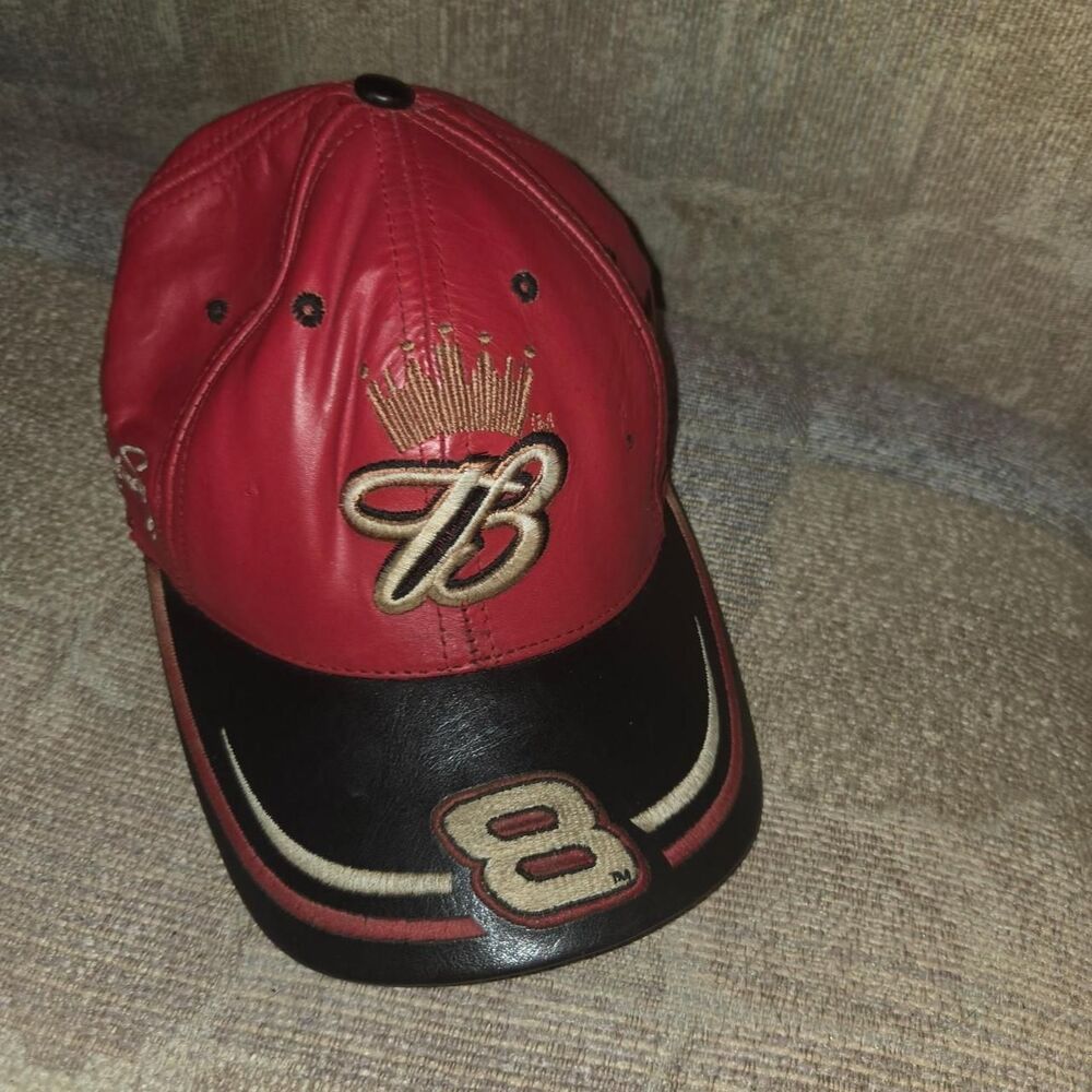Vintage Dale Earnhardt Jr. #8 Budweiser Leather Hat** Nascar Y2K